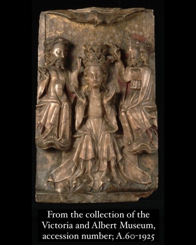 Alabaster relief of the Coronation of the Virgin. Nottingham, 15th century. - 