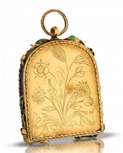 Enamelled gold pendant with Anna Selbdritt. French or German, 16th century. - Antique Jewellery Style 