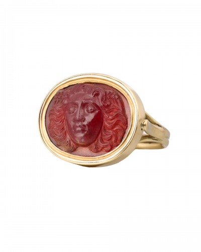 Fine carnelian cameo with the head of Medusa. Italian, 17th century.  