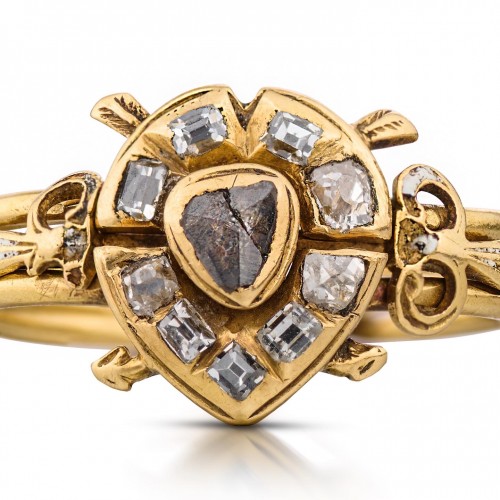  Puzzle Ring With A Diamond Heart Shot By Cupid. Western Europe, 17th Centu - Antique Jewellery Style 