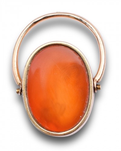 Antique Jewellery  - Carnelian intaglio ring with the Trojan Prince Paris. Italian, 19th century