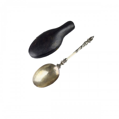 Folding silver spoon with a mermaid