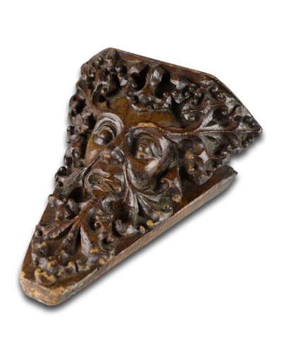 Sculpture  - Exceptionally fine oak misericord carving of a green man