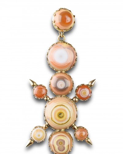 Bijouterie, Joaillerie Pendentif, Collier - Spécimen inhabituel d'agate et pendentif en or