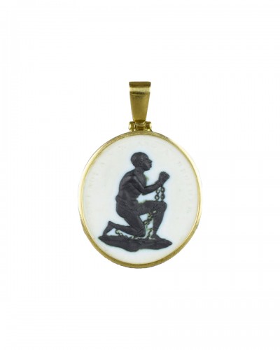 Anti-Slavery medallion set gold pendant