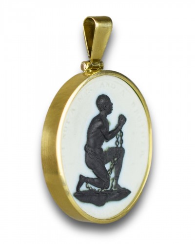 Anti-Slavery medallion set gold pendant - 