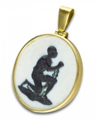  - Anti-Slavery medallion set gold pendant