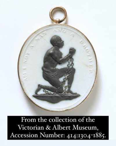 Antiquités - Médaillon anti-esclavagiste serti dans un pendentif en or 