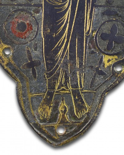 XIe au XVe siècle - Plaque en cuivre émaillé champlevé représentant le Christ en majesté
