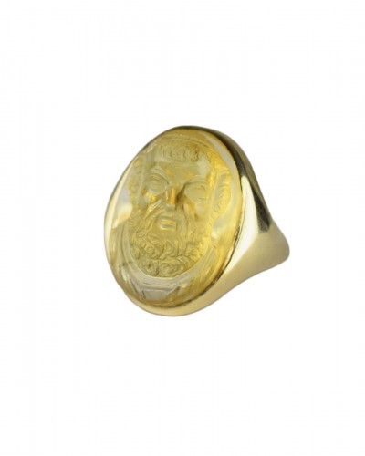 Citrine cameo of the Ancient Greek poet Homer, Italy 19th century