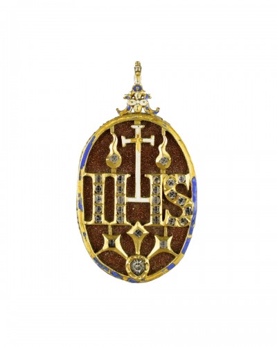 Pendentif en or avec cristaux de roche taillés sur table, Espagne ou Italie XVIIe siècle