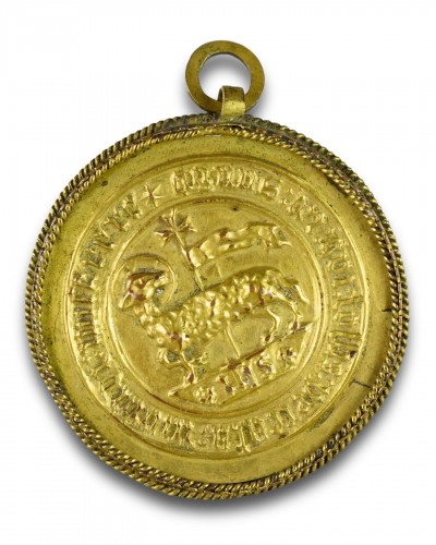 Pendentif reliquaire avec l'Agnus Dei, France ou Allemagne XVe siècle - Art sacré, objets religieux Style 