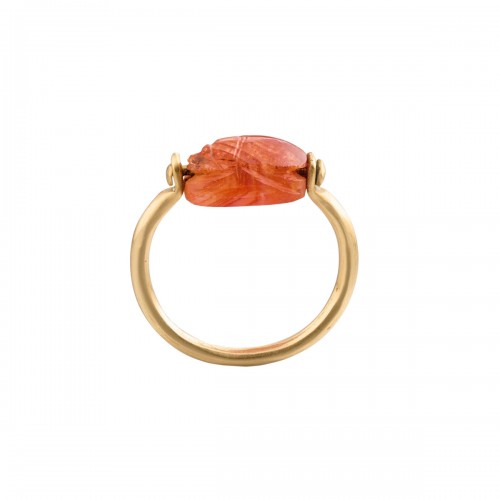 Ancient Egyptian carnelian scarab mounted on a 19th century gold ring