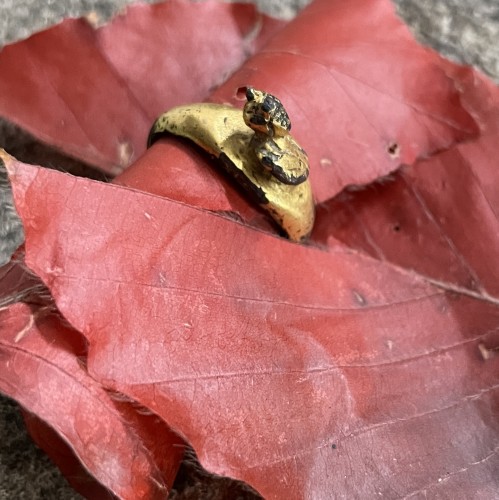  - Bague en bronze doré au buste de Minerve - Romain, 1er / 2e Siècle Après  J.?-?C.