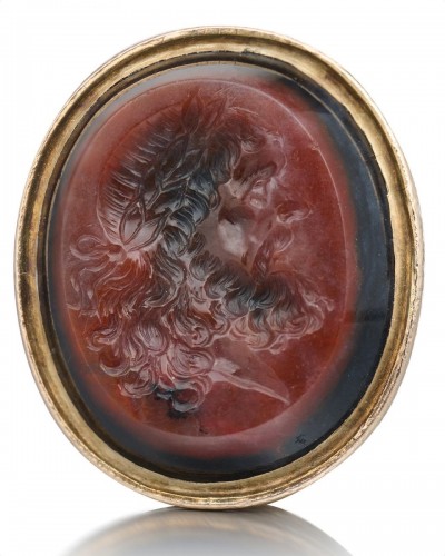 XIXe siècle - Sceau gousset en or avec une intaille en jaspe de Zeus - Angleterre milieu du XIXe siècle.