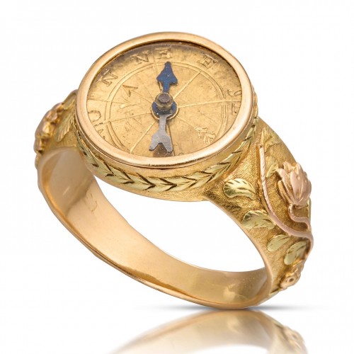 ari-coloured gold compass ring. French or English, early 19th century - Antique Jewellery Style 