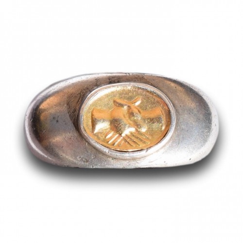 Ancient silver and gold marriage ring. Roman, 2nd /3rd century AD - Antique Jewellery Style 