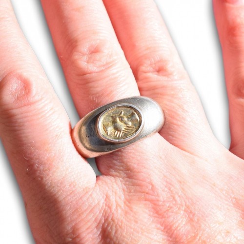  - Ancient silver and gold marriage ring. Roman, 2nd /3rd century AD