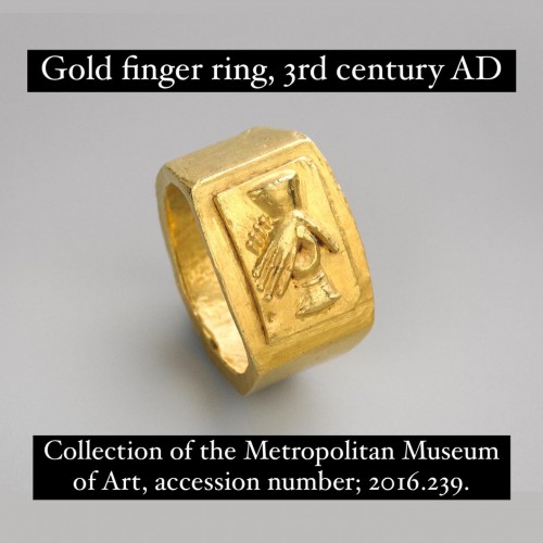 Antiquités - Bague de mariage ancienne en argent et or. Romain, 2e /3e siècle après JC