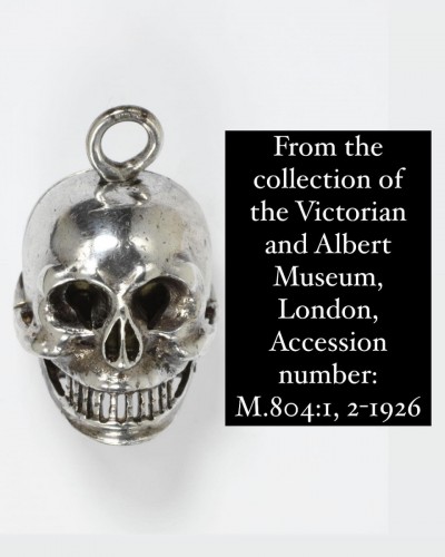 XVIIe siècle - Pomander en argent sous la forme d'un crâne, Allemagne XVIIe siècle