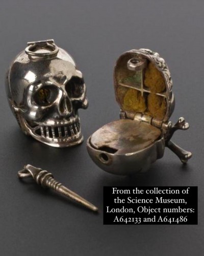  - Silver pomander in the form of a skull, Germany 17th century