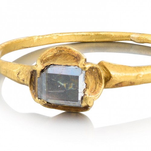Antique Jewellery  - Gold ring set with a table cut diamond, England or France early 16th century