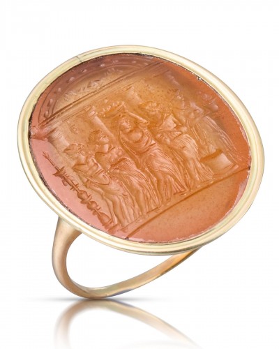 Georgian gold ring with an intaglio after Valerio Belli, Italy16th century - Antique Jewellery Style 