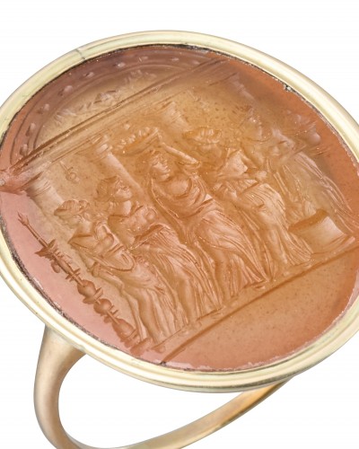 Antique Jewellery  - Georgian gold ring with an intaglio after Valerio Belli, Italy16th century