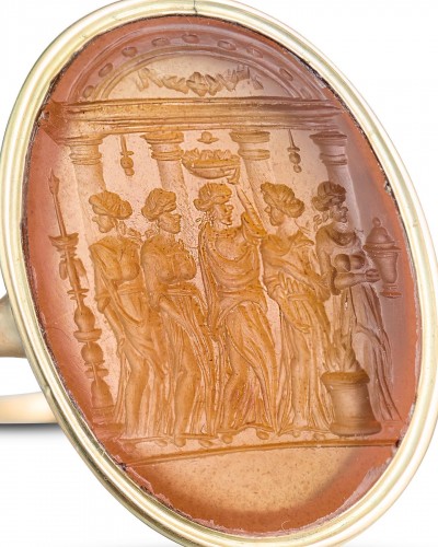 XVIe siècle et avant - Bague en or géorgienne avec une intaille d'après Valerio Belli, Italie XVIe siècle