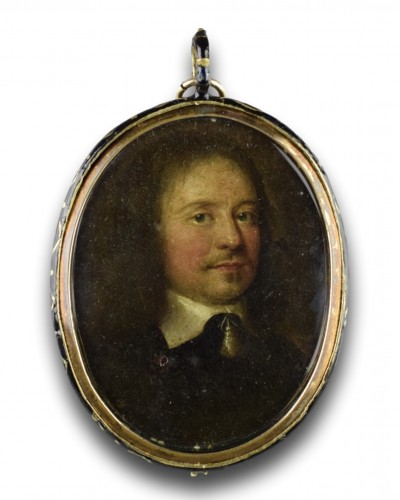 XVIIe siècle - Une miniature de portrait d'un gentilhomme. Anglais, vers 1660.