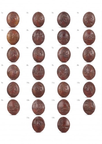 Important collection of carved peach stones, circle of Properzia de Rossi - 