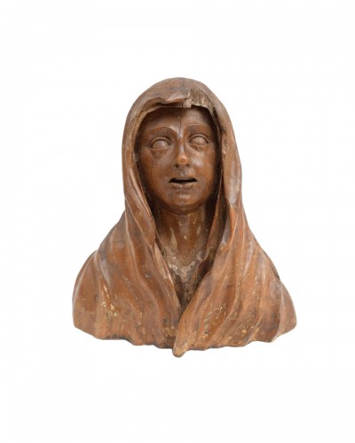 Walnut bust of the Virgin, Spain early 16th century