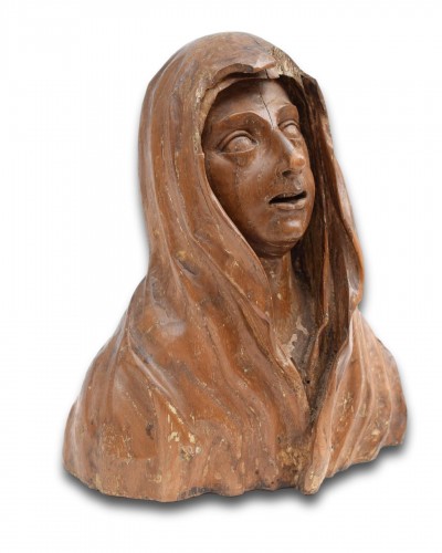 Buste en noyer de la Vierge, Espagne début XVIe siècle - Matthew Holder
