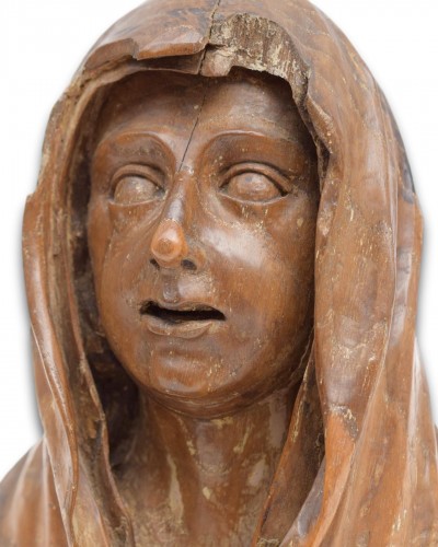 XVIe siècle et avant - Buste en noyer de la Vierge, Espagne début XVIe siècle