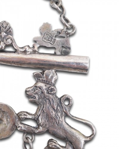 Silver whistle with lions and bells - Spain hallmarks for Madrid, 18th ce - silverware & tableware Style 