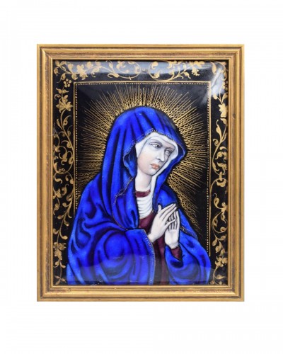 Plaque émaillée de la Vierge - Limoges, France vers 1700