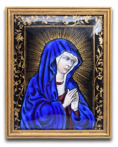 Religious Antiques  - Enamel plaque of the Virgin - Limoges, France circa 1700