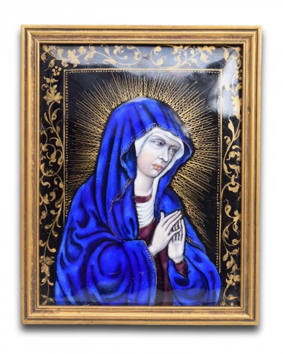 Antiquités - Enamel plaque of the Virgin - Limoges, France circa 1700