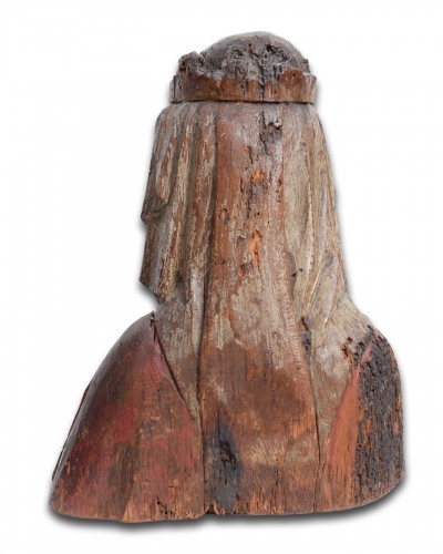 XIe au XVe siècle - Buste de la Vierge en chêne polychromé, France fin du XIIIe siècle