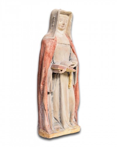 Sculpture  - Limestone sculpture of Saint Scholastica - FranceBourbon, 15th century