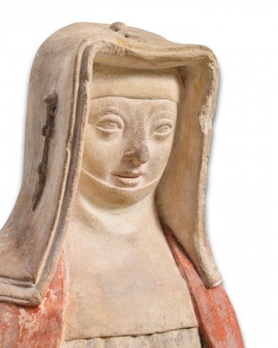 Limestone sculpture of Saint Scholastica - FranceBourbon, 15th century - 
