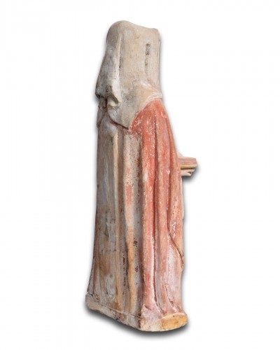 Limestone sculpture of Saint Scholastica - FranceBourbon, 15th century - 