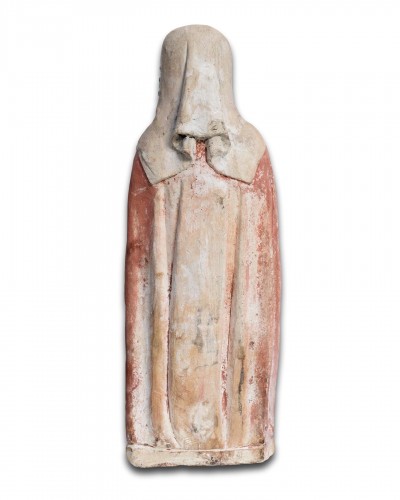 Antiquités - Sculpture en pierre calcaire de Sainte Scholastique - France Bourbon, XVe siècle