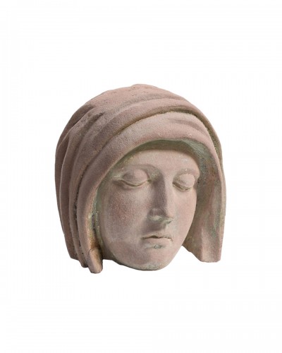 Sandstone head of the veiled Virgin, Eastern France, circa1500