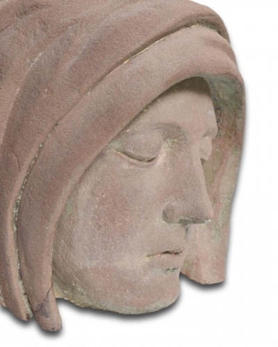 Sandstone head of the veiled Virgin, Eastern France, circa1500 - 