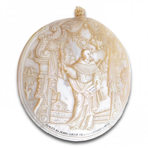  - Mother of pearl shell carved with Saint Peter