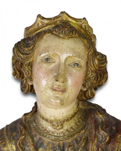 Polychromed wooden reliquary bust of a female Saint - Spain17th century - 