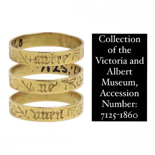 Gold black-letter posy ring, ‘MON COEUR AVEZ&#039;, England 15th century - 