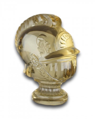 Smoky quartz desk seal in the form of a plumed helmet, France mid 19th century - 