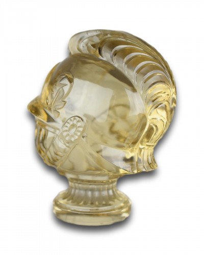 Antiquités - Smoky quartz desk seal in the form of a plumed helmet, France mid 19th century